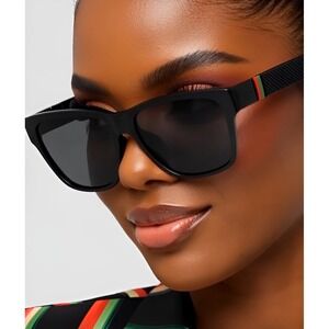 Women's Black Polarized Sunglasses Square Frame Sport Style Fashion Eyewear 2026